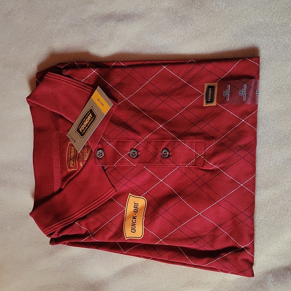 The Foundry Quick-Dri 4XL Rustic Red Med. Diamond short sleeve casual s…